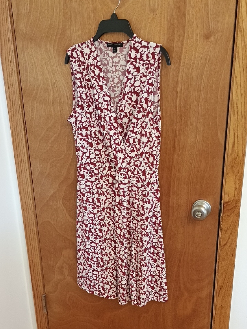 Banana Republic Maroon & White Floral Midi Wrap Dress